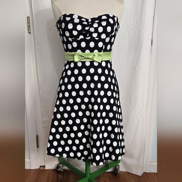 Ruby Rox Black and White Polka Dot Dress - Picture 1 of 4